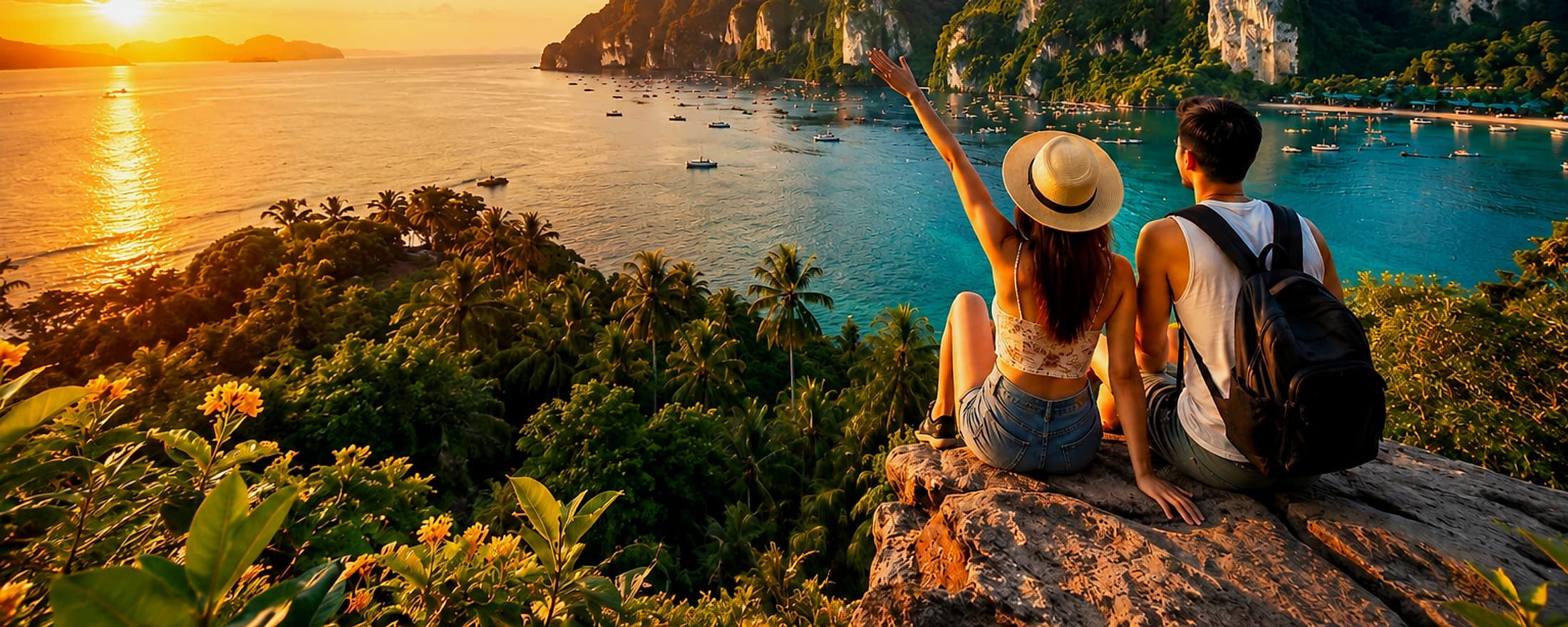 Vịnh biển lúc hoàng hôn, mở đầu hành trình khám phá thế giới cùng VNEXTRAVEL